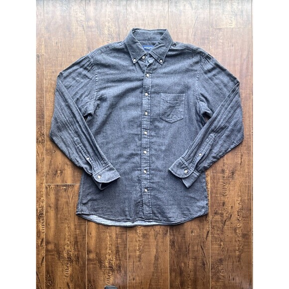 Proper Cloth M Ventura Dark Charcoal Melange Knit Pique Button-Up Shirt - Picture 1 of 5